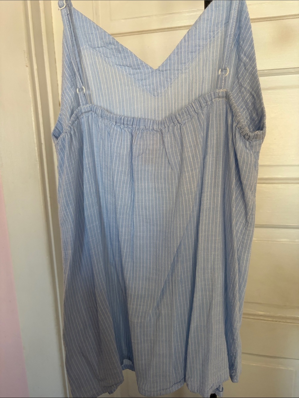 Japna Light Blue Pinstripe Wrap Robe With Tank And Tie - Picture 5 of 8